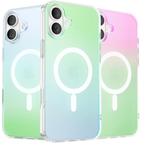 ORNARTO for iPhone 16 Case,Iridescent Gradient,Shockproof Cover-Aurora | 6.1,Compatible with Magsafe,Colour-Shifting Design,Matte Glossy Back,Wireless Charging,Lightweight Grip,Anti-Yellowing TPU