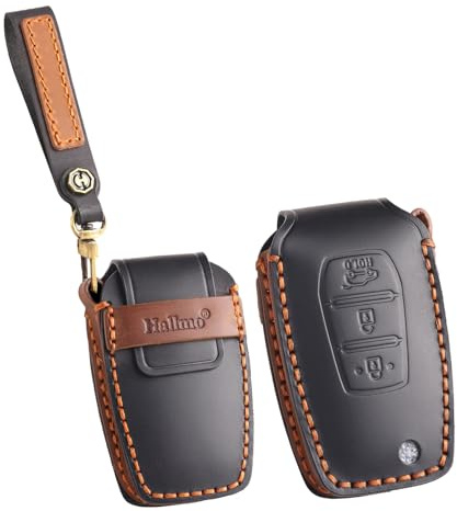 ontto Leather Car Key Case Key Case Key Case Protective Key Fob Fits SsangYong Kyron Actyon Tivolan Korando Rexton Tivoli Keyless Access Accessories-A Black