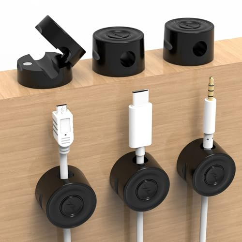 Cable Holder Desk Magnetic External Cable Clips Self-Adhesive for Power Cable, Micro Cable, USB C Charging Cable, HDMI Cable, Audio Cable, Charging Cables Pack of 6