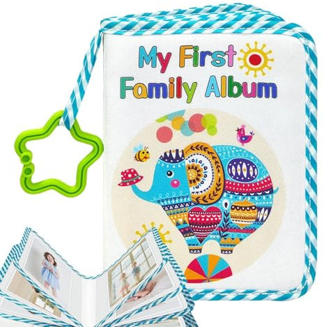 Fotoalbum für Baby,Baby-Fotoalben,Familienfotoalbum mit Tiermuster und Sternhaken | Hält 17 Fotos, Erinnerungsbuch für Kinder, Fotoalben für Familien und Babys