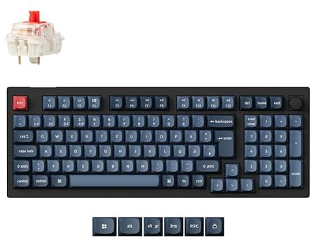 Keychron V5 Max Custom kabellose mechanische Gaming-Tastatur mit Nummernblock, 96% deutsches DE ISO-Layout QMK/VIA 2,4 GHz/Bluetooth 5.1/kabelgebunden, RGB Hot-Swap-fähiger Gateron Rot-Schalter