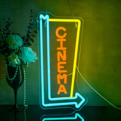 Looklight Cinema neonskylt, bio, neonskyltar dimbar med bokstäver, neonljus för teater, film, rum, sovrum, hem, bar, kommersiell teater, bio, dekoration, bio, skylt, skylt