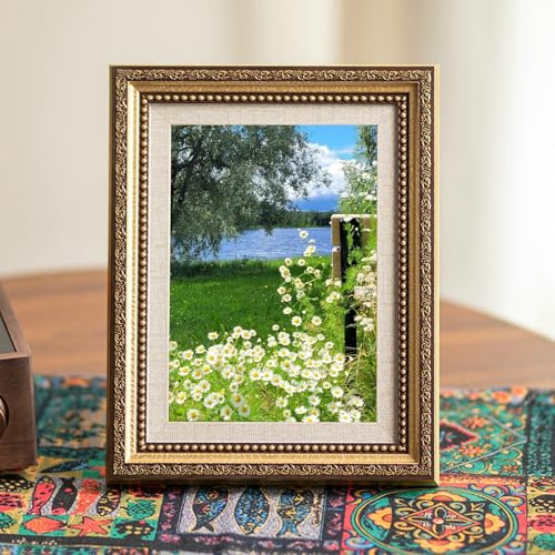 Whoiy 3.5x5 Frame Resin, Elegant Picture Frames Gold Small Photo Frame Horizontal & Vertical for Tabletop Home Decor