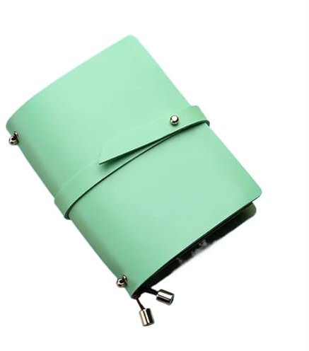 AHUFGN Notizbuch Weiches PU-Leder, A5-Notizbuch, Reisepass-Stil, einfarbig, kreativ, frisch, lose Blätter, Notizblock, Studenten-Briefpapier, Tagebuch, Buch, 135 x 105 mm(Mint Green)