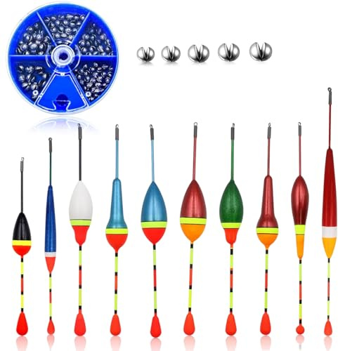 SZSMW 10 Flotadores de Pesca - Corchos de Pesca - Boyas de Pesca - Adecuado para La MayoríA de Los Tipos de Pesca,Ideal para Principiantes Y Profesionales, Herramienta Ideal(Cable Abierto En Una Caja)