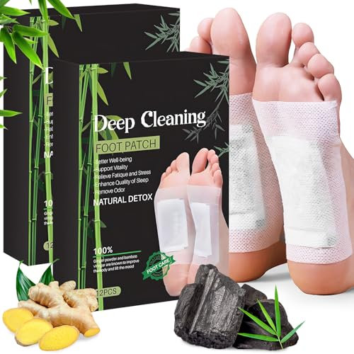 24 Pcs Detox Foot Pads, Detox Foot Patches, Foot Detox Pads to Remove Toxins, for Improve Sleep Quality, Stress Relief and Boost Circulation, Natural Cleansing Foot Pads