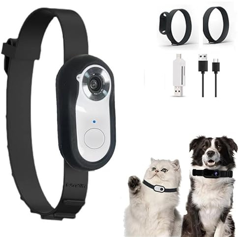 Growalleter Katzenkamera-Halsband - 1080P HD Haustierhalsbandkamera mit 170° Weitwinkel - Ideal für Katzen und Hunde, App-verbunden für sofortiges Teilen - Perfekt für Outdoor-Abenteuer (Weiß)