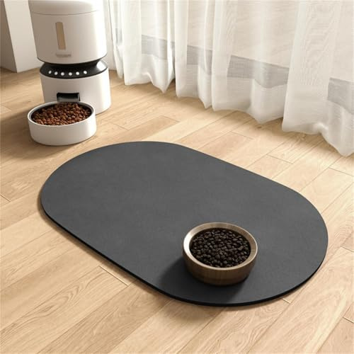 Hixingo Napfunterlage Hund Katzen Futternapf Unterlage, Saugfähige Haustier Futtermatte rutschfeste Hundenapf Unterlage Waschbar Katzennapf Futtermatte -Einfarbig (Schwarz,60x90cm)