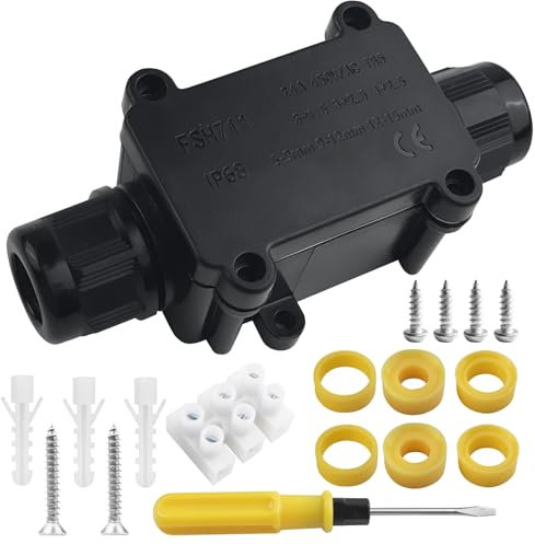 Eckerdromk Scatola Derivazione Esterna, Scatola Giunzione IP68 Impermeabile, 2 Vie Connettore Cavo Elettrica Esterno Elettrico, Scatole Elettriche Cavo Connettori Esterni per Diametro del Cavo 5-15 mm