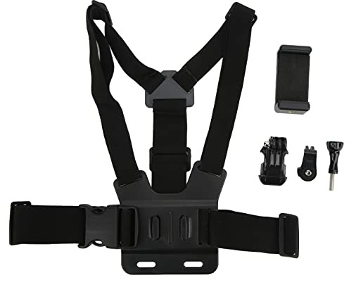 Qukaim Adjustable Cellphone Selfie Chest Mount Harn Strap, Compatible with Most Smartphones, Mobile Phone Clip Holder, Chest Strap with Phone Holder, Neck Holder Kit