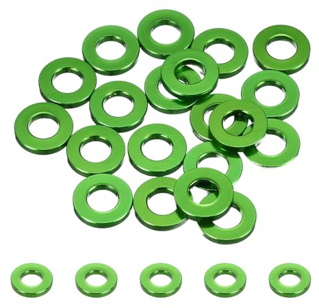 sourcing map 20 rondelle piatte M6 in alluminio anodizzato, rondelle svasate dal diametro del foro 6 mm, rondelle rotonde per viti RC/FPV/PC/Drone/accessori meccanici, parti di modello, (verde)
