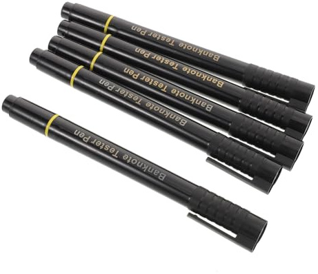 Veemoon 5pcs Currency Detection Marker Pen Portable Fake Currency Checker Dual Head Ballpoint Writing Tool for Banknote Compact and Design for Retail and Banking Use