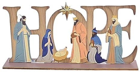 Ddujbtp Wood Nativity Figure With Hoping Sign Christmas Indoor Ornamentation For Christmas Home Decors And Religious Gatherings Nativity Scene