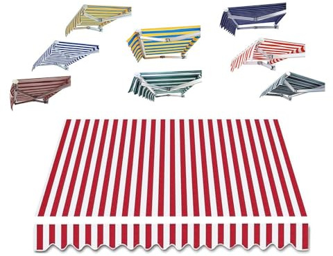 Markise Ersatzstoff, einziehbar, wasserdichte Schattenabdeckung für Garten & Balkon, passend für Klemmmarkisen 2/2,5/3/4/5m (Rot, 13x5ft/4x1,5m)