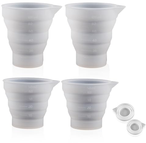4 PCS Laundry Dosing Ball for Liquid Detergent, Foldable Silicone Measuring Cups with Graduation Marks, Liquid Dispenser with Scale for Molds Paint Pouring Kitchens Laboratories