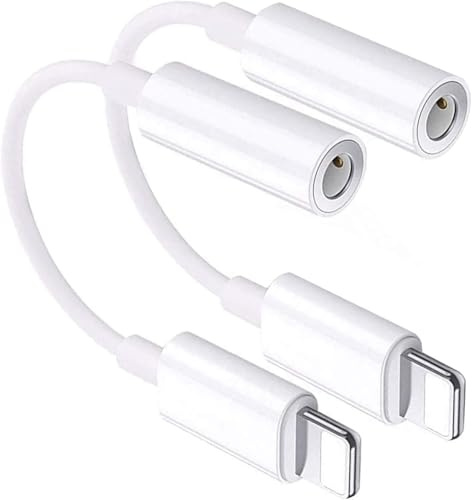 PUONBSR Lot de 2 Adaptateur Jack Casque pour i-Phone, Adaptateur Audio AUX Jack Casque 3,5 mm, Compatible avec i-Phone 14/14 Pro Max/13/12/11/XS/SE/XR/8/7,Support All iOS