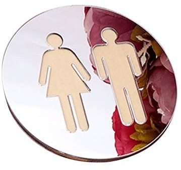WDWDW Panneau de Porte WC Hommes/Femmes, Miroir 3D Rond en Acrylique 5 mm, pour Salle de Bain.
