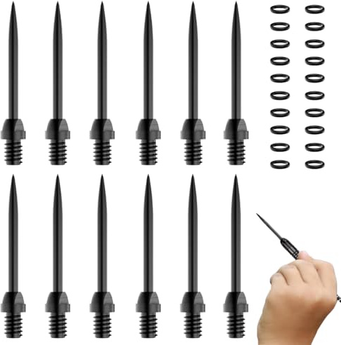 YIPFEN 12 Stück Dartspitzen und 20 Stück O-Typ-Gummiringen, Steel dartpfeile Spitzen Metall, Dartpunkte, Dart-Umwandlungspunkte, Dart Tip Konverter Tool, Steel Spitzen für softdarts