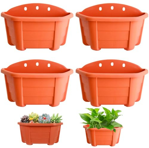 Latemeia 4 pezzi fioriera sospesa, vaso per piante sospeso a parete, vaso da giardino in plastica ecologica per ringhiera, recinzione, balcone, interni ed esterni, decorazione per pelouse