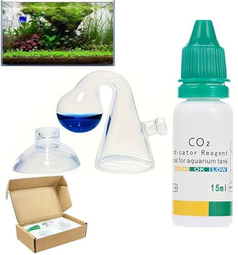 Co2 Acuario,Drop Checker Co2 Acuario con Co2 Indicador Líquido 15ml,Prueba de CO2 para Acuario,Monitor del CO2 del Acuario,Medidor de Prueba de CO2,para Acuario de Agua Dulce,Tanque de Peces Plantados