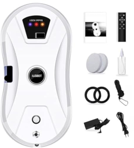 Osmo™ RoboClean Fensterputzroboter mit Sprühfunktion – Fensterreinigungsroboter mit Fernbedienung, automatische Reinigungsmodi, Sicherungsseil, für glatte Fenster (Modell mit Sprühfunktion)