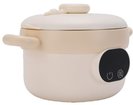 Kelawoly Scaldavivande Elettrico Ciotola Scaldavivande Ricaricabile in Acciaio Inossidabile da 470 Ml Isolato Senza Fili con Batteria da 3600 MAh per Pasti per Bambini (Color crema)