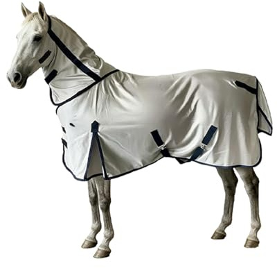 FSXCXBFA Coperta Anti Mosche Traspirante Eczema Coperta Con Collo E Rimovibile per pascoli e foraggio,53in(135cm)