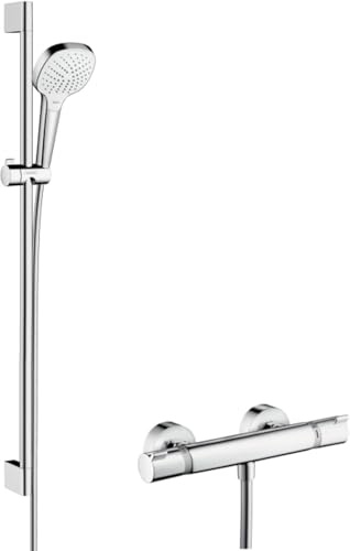 hansgrohe Croma Select E Thermostatset (0,90 m, 3x Strahlarten) Weiß/Chrom