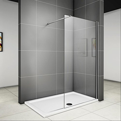 900x1950x6mm paroi de douche walk in verre anticalcaire avec barre fixation extensible