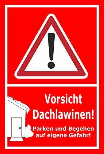 Melis-Folienwerkstatt Schild Vorsicht Dachlawinen - 15x10cm - Bohrlöcher - 3mm Aluverbund – 20 VAR S00018-058-D