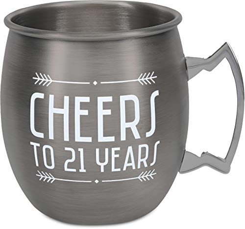 Pavilion Gift company Moscow Mule Cheers to 21 Years 68142 Lot de 600 ml en acier inoxydable argenté