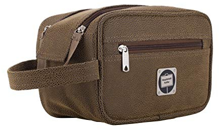 HAUPTSTADTKOFFER - Beautycase Kulturtasche Kulturbeutel mit Tragegriff, 23 cm, 5,0 Liter, Braun Lederoptik