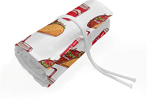 ABAKUHAUS Essen Mäppchen Rollenhalter, Tacos und Soda Cups mit Pipes, langlebig und tragbar Segeltuch Stiftablage Organizer, 36 Schlaufen, Mehrfarbig
