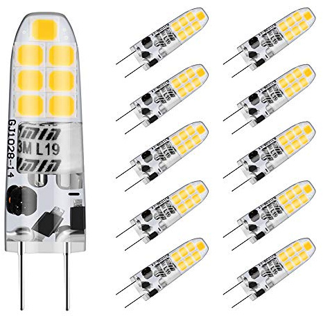 Auting G4 LED Bombillas 12V DC/AC, 2W Capsule LED Equivalente a 20W Bombillas Halógenas,Blanco cálido 3000K 210Lm,No Regulable -Paquete de 10