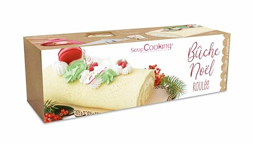 ScrapCooking - Kit Bûche de Noël Roulée - Accessoires Pâtisserie avec Tapis Silicone, Douilles en Inox & Poches Patissières - Recette Dessert de Noël Bûche Vanille Framboise 1934