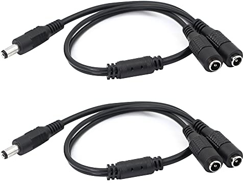 GINTOOYUN DC-Stromverlängerungskabel ， DC 5,5 mm x 2,1 mm 1 Stecker auf 2 Buchsenadapterkabel für CCTV-Überwachungskameras, Überwachungsrouter, DVR und mehr （2PCS