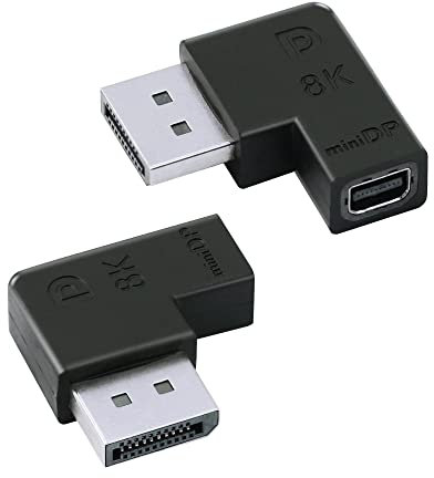 GINTOOYUN Mini Displayport femmina a Displayport maschio adattatore 8K ad angolo retto da 90 gradi Mini DP femmina a DP maschio adattatore audio e video per host desktop, monitor,ecc (stile 1)