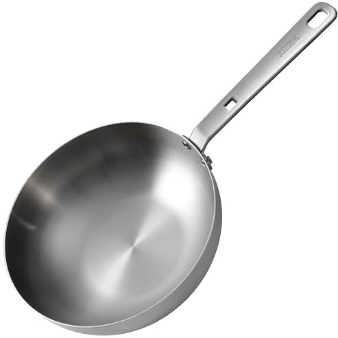 SKOTTSBERG Edelstahl Wokpfanne - Ø 28 cm – Unbeschichtet & PFAS‑frei, spülmaschinenfest,- für Induktion, Gas, Ceran & Backofen