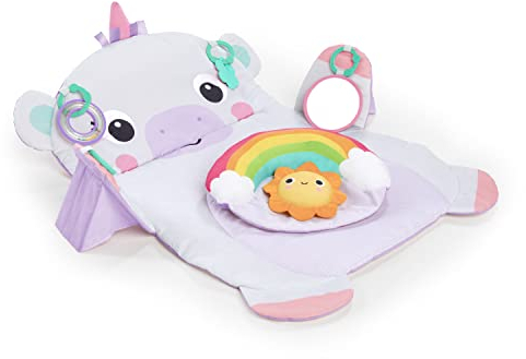 Manta de actividades Bright Starts Tummy Time Prop & Play Baby Activity Mat con cojín de apoyo y etiquetas: unicornio de 91,44 x 82,55 cm, para bebés de todas las edades