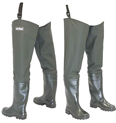 FortMen Watstiefel Herren wasserdichte Wathose mit Gummistiefeln 38–47 | Lange Wathose mit Stiefeln, perfekt geeignet zum Angeln