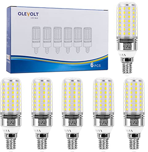 OLEVOLT LED-Leuchtmittel, E14, Kaltweiß, 5000 K, Maiskolben, E14, 1400 lm, 12 W, entspricht Halogen, 100 W, nicht dimmbar, E14-Leuchtmittel mit Edison-Schraube, kein Flackern, großer Abstrahlwinkel