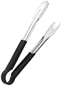 RTHGTFQZ Pinze Cucina Pinze in Acciaio Inox, con Manico Antiscivolo, for porzione a Buffet, Pasticceria, Barbecue, (Nero), Dimensioni: 24 * 3,8 cm, cassaforte e Resistente