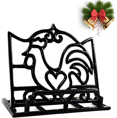MINLUFUL Cookbook Stand, Cast Iron Heavy-Duty Recipe Book Holder, Kitchen Vintage Recipe Book Holder, Reading Rest Holder for Easel/Counter/Books/Magazine/iPad/Bible, Coffee Gold
