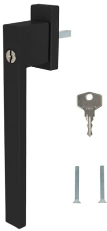 Design Aluminium Terrassentürgriff Dublin PSK abschließbar - pulverbeschichtet, Farbe:Schwarz RAL 9005 (matt), Stiftlänge:45mm