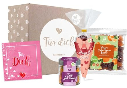Für Dich Vegane Geschenkbox mit leckeren veganen Gummibärchen | Geschenk für Veganer | Vegane Süßigkeiten zum verschenken oder selber naschen | Vegane Box als Geschenk