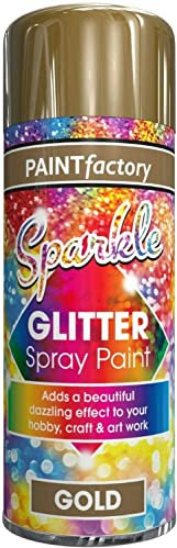 PEBBLE HUG 1 x 200 ml Glitter Gold Spray Paint for Decorative Creative Art Crafts Frames Hobby, Long-Lasting Finish, Interior & Exterior, Wide Range Of Surface Use