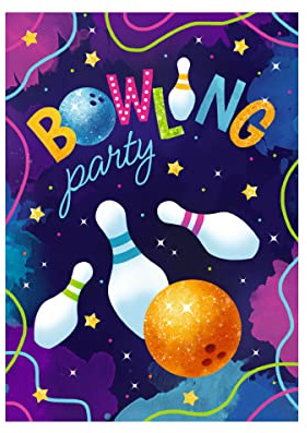 Junapack 12 Einladungskarten zum Kindergeburtstag Bowling Bowling-Party Einladungen für Geburtstag Mädchen Jungen