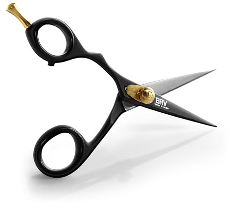 LEFT HANDED Razor Sharp Mustache & Beard Scissors - 5.5 - 100% High Carbon Stainless Steel - Facial Hair Trimming Shears (LEFT HANDED - Black)