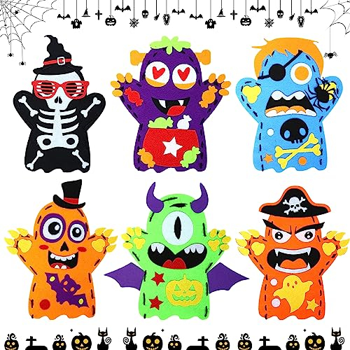 TOPJOWGA Halloween Basteln für Kinder, 6 Stück Halloween Kunst und Handwerk für Kinder, Halloween Dekoration, Kunst und Bastelhandwerk für Kinder zum Dekoration für Halloween Party