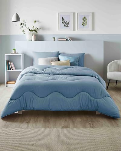 Night Lark Coverless Duvet 10.5 Tog Linen - Twilight Blue, King Size | Advanced Smartfil® Fibre, Machine Washable, Hypoallergenic, Coverless Duvet King Bed Size